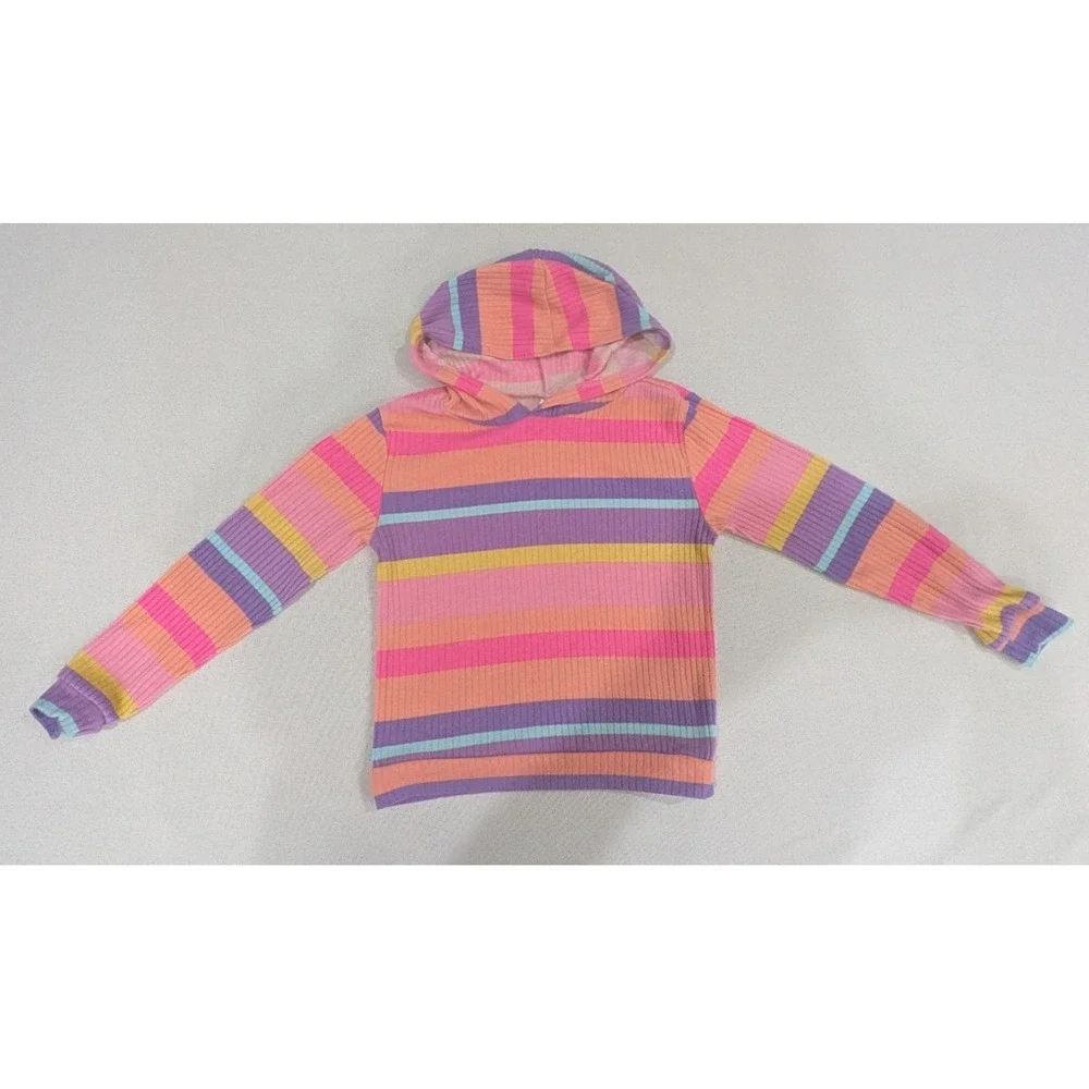 Extremely Me Brix Hoodie Shirt Set Kids 5/6 Multicolor Black Good Striped Layer